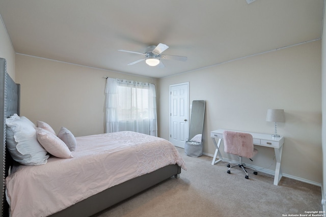 11106 Shetland Hls, San Antonio, TX 78254 - bedroom featuring carpet floors, a ceiling fan, and baseboards