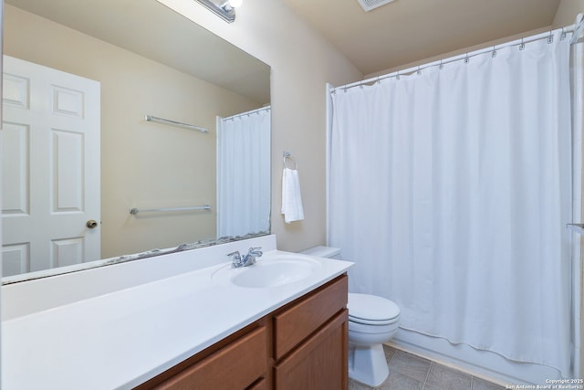 11106 Shetland Hls, San Antonio, TX 78254 - bathroom with toilet, vanity, and tile patterned floors