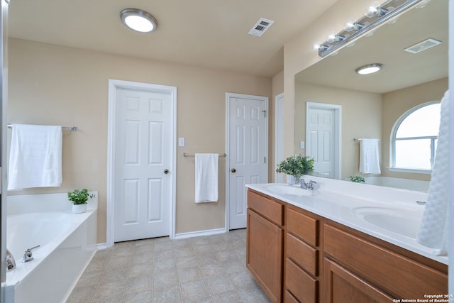 11106 Shetland Hls, San Antonio, TX 78254 - full bathroom with a bath, double vanity, and baseboards
