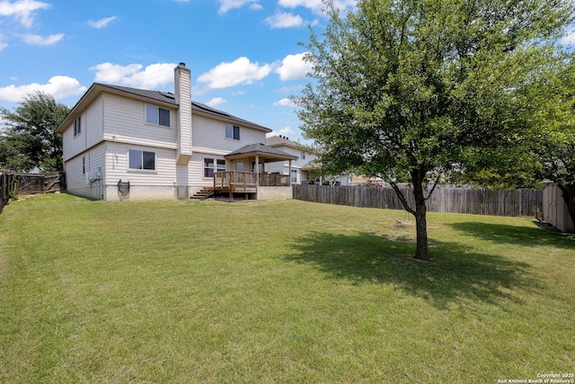 11106 Shetland Hls, San Antonio, TX 78254 - back of property featuring a deck and a chimney