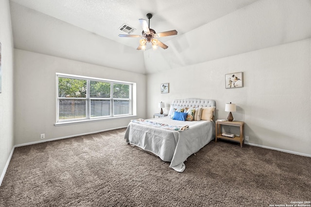 26430 Walden Oak, San Antonio, TX 78260 - carpeted bedroom featuring baseboards, lofted ceiling, and a ceiling fan