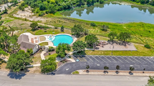 26430 Walden Oak, San Antonio, TX 78260 - drone / aerial view of a pool area and a nearby body of water