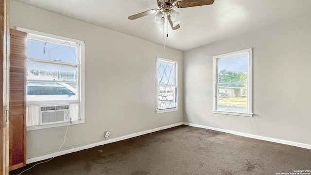 103 Pollydale Ave, San Antonio, TX 78223 - unfurnished room featuring carpet flooring, ceiling fan, baseboards, cooling unit, and lofted ceiling