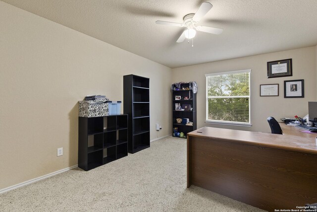 738 Daisy Xing, San Antonio, TX 78245 - carpeted office space featuring a ceiling fan and baseboards