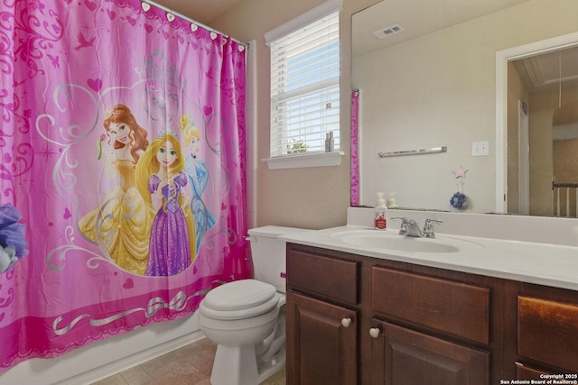 738 Daisy Xing, San Antonio, TX 78245 - full bath with vanity, toilet, and shower / bathtub combination with curtain