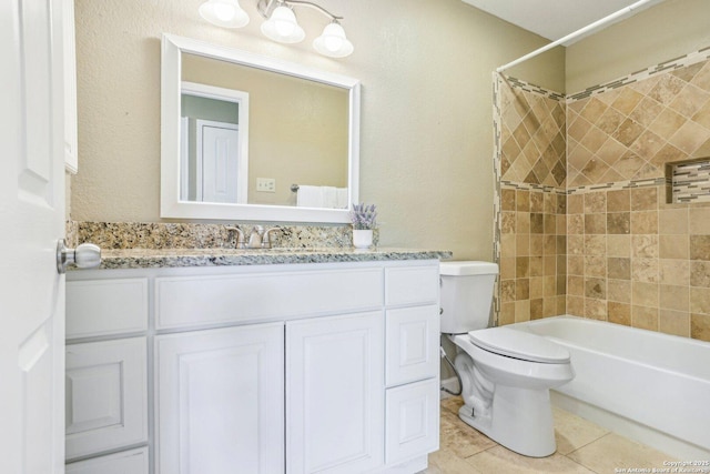 8203 Budge St, San Antonio, TX 78240 - bathroom with tile patterned floors, vanity, toilet, and shower / tub combination