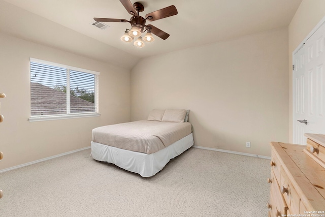 26223 Cuyahoga Cir, San Antonio, TX 78260 - bedroom featuring light colored carpet, baseboards, a ceiling fan, and lofted ceiling