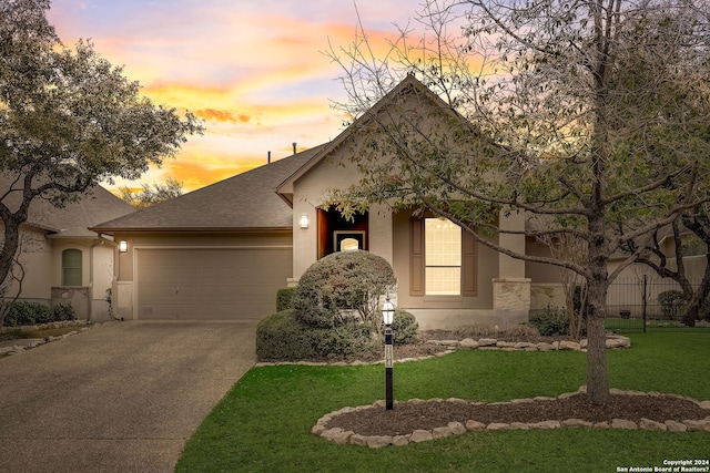 154 Roseheart, San Antonio, TX 78259 - view of front of property featuring stucco siding, a garage, concrete driveway, and roof with shingles