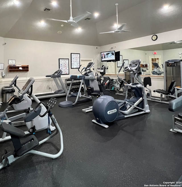 154 Roseheart, San Antonio, TX 78259 - gym featuring a ceiling fan