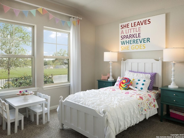 29520 Ringo Way, San Antonio, TX 78260 - carpeted bedroom featuring multiple windows, vaulted ceiling, and baseboards