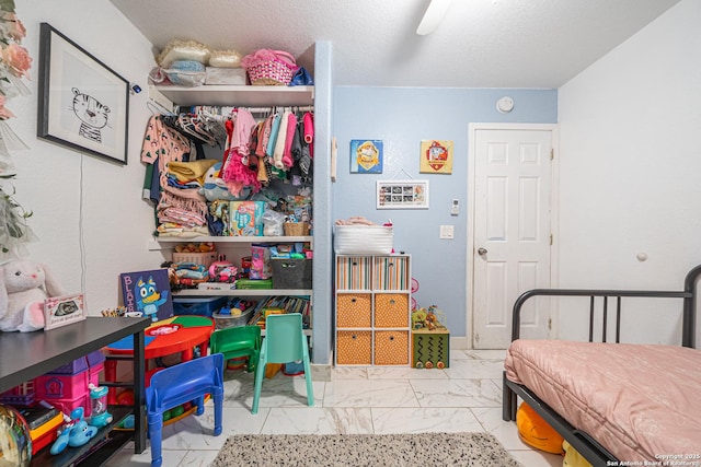 23135 Blackjack Pass, San Antonio, TX 78264 - bedroom with marble look tiles and ceiling fan