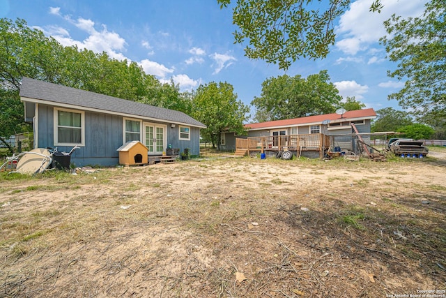 23135 Blackjack Pass, San Antonio, TX 78264 - rear view of property featuring french doors and a wooden deck