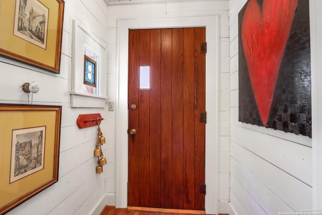 129 E Evergreen, Boerne, TX 78006 - entryway featuring wooden walls