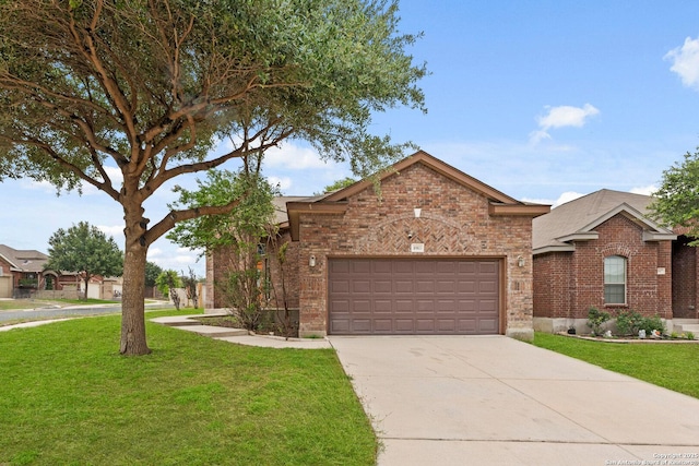 8903 Derby Dan, Converse, TX 78109 - view of front of home featuring brick siding, an attached garage, a front lawn, and concrete driveway