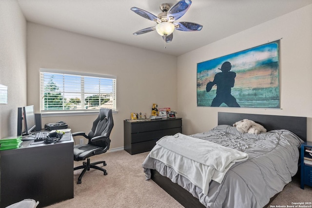 17906 Via Del Arbol, San Antonio, TX 78257 - bedroom with carpet floors, a desk, and ceiling fan