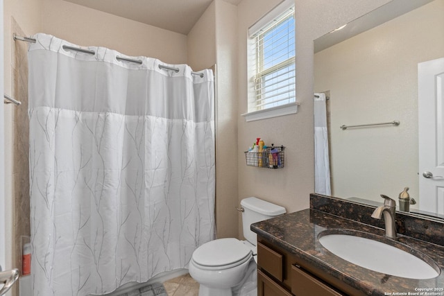 17906 Via Del Arbol, San Antonio, TX 78257 - bathroom featuring toilet, vanity, and a shower with shower curtain
