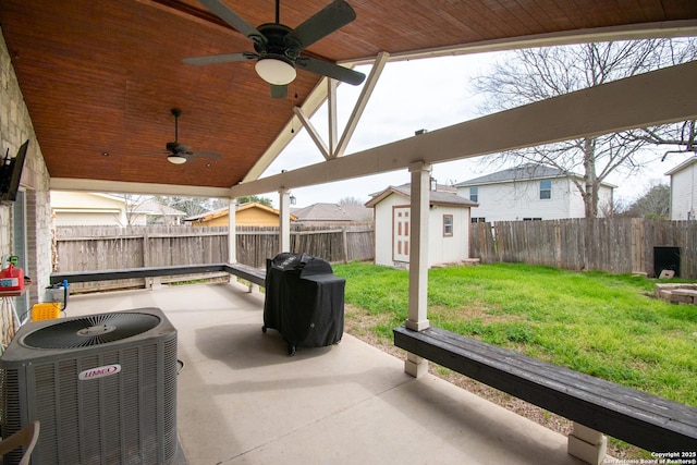 9668 Shorebird, San Antonio, TX 78245 - view of patio with central AC unit and a ceiling fan