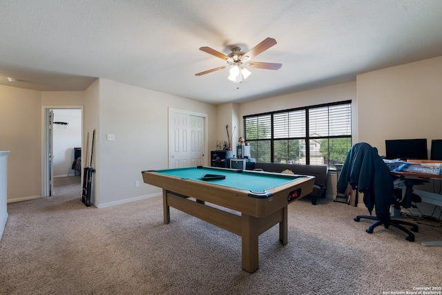 4310 Gambels Quail, Converse, TX 78109 - game room featuring light colored carpet, billiards table, ceiling fan, and baseboards