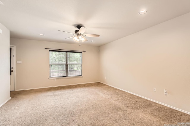 10110 Raspberry Oak, San Antonio, TX 78223 - spare room featuring ceiling fan, carpet flooring, recessed lighting, and baseboards
