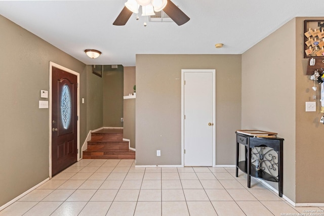 1703 Desert Willow, San Antonio, TX 78227 - entryway with ceiling fan, baseboards, and light tile patterned floors