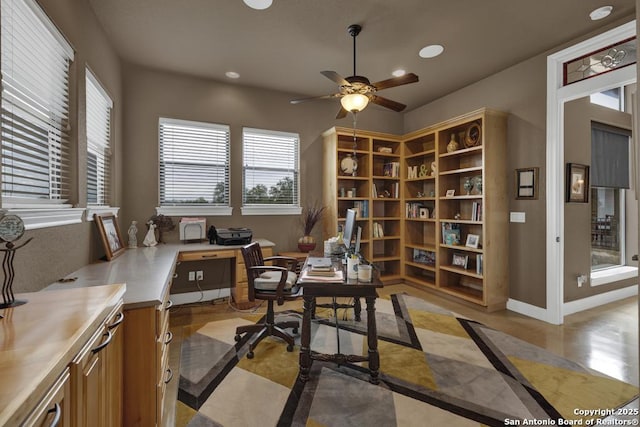 835 Shady Holw, New Braunfels, TX 78132 - office space featuring ceiling fan, recessed lighting, and baseboards