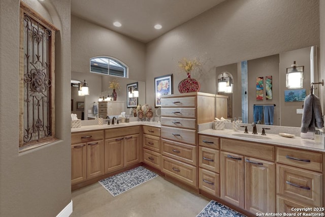 835 Shady Holw, New Braunfels, TX 78132 - bathroom with double vanity and recessed lighting