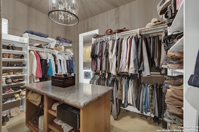 835 Shady Holw, New Braunfels, TX 78132 - walk in closet with a chandelier and light colored carpet
