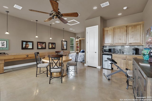 835 Shady Holw, New Braunfels, TX 78132 - dining room featuring ceiling fan, finished concrete flooring, recessed lighting, and baseboards