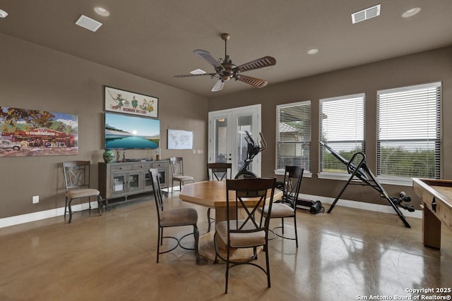 835 Shady Holw, New Braunfels, TX 78132 - dining space featuring baseboards, concrete flooring, recessed lighting, and a ceiling fan