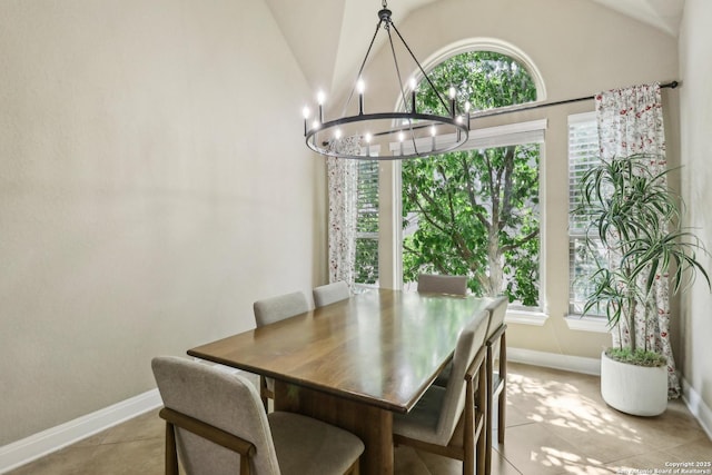 28534 Tristant Rdg, San Antonio, TX 78260 - dining space featuring a chandelier, lofted ceiling, healthy amount of natural light, and baseboards