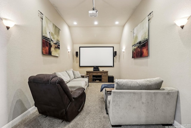 28534 Tristant Rdg, San Antonio, TX 78260 - cinema room featuring carpet, baseboards, recessed lighting, and lofted ceiling