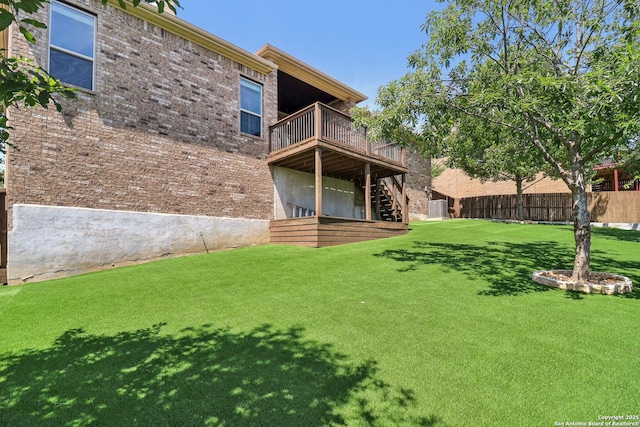 28534 Tristant Rdg, San Antonio, TX 78260 - back of house featuring stairway, a wooden deck, and brick siding