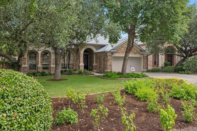 126 Calais Way, Shavano Park, TX 78249 - view of front of property featuring an attached garage, brick siding, a front yard, and driveway