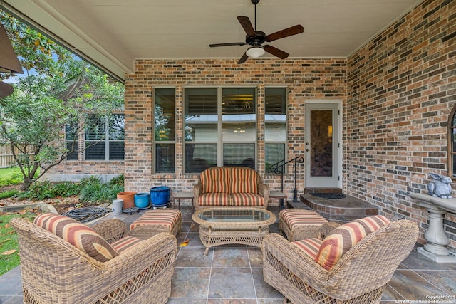 126 Calais Way, Shavano Park, TX 78249 - view of patio with an outdoor hangout area and ceiling fan