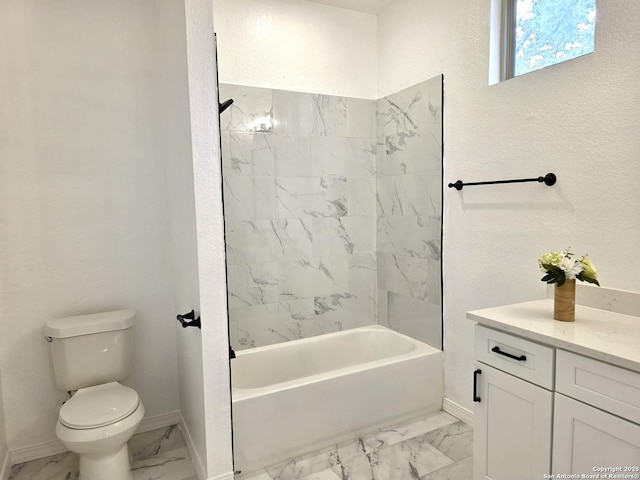 911 Florida, San Antonio, TX 78210 - bathroom featuring marble finish floors, baseboards, toilet, and shower / tub combination
