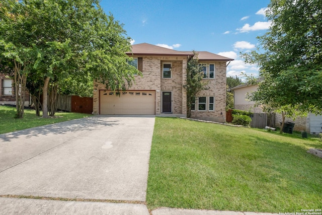 13314 Galicia, Universal City, TX 78148 - view of front of house with concrete driveway, a garage, and brick siding