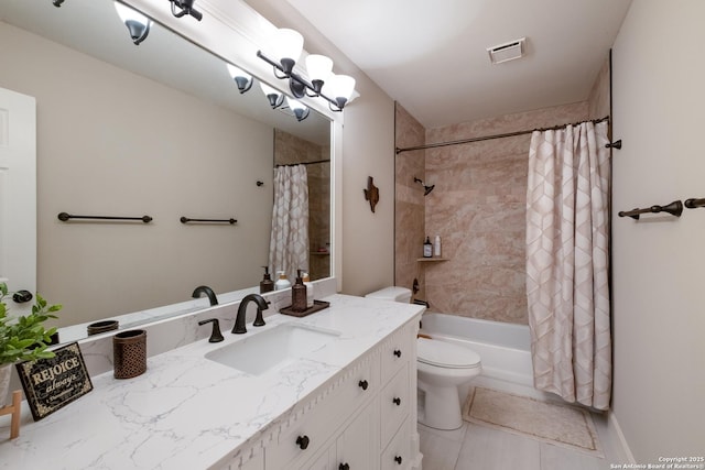 13314 Galicia, Universal City, TX 78148 - bathroom with toilet, vanity, tile patterned floors, and shower / bathtub combination with curtain