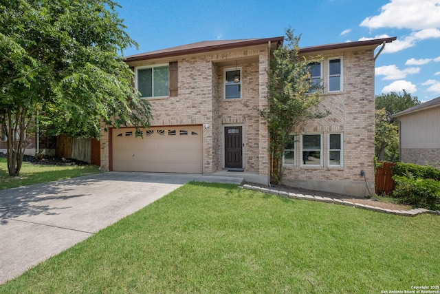 13314 Galicia, Universal City, TX 78148 - view of front of home featuring an attached garage, driveway, and brick siding
