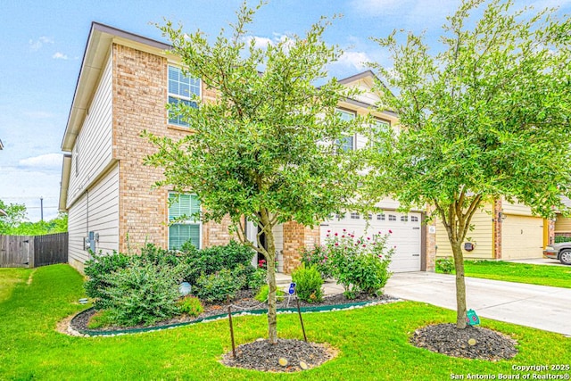 7526 Boxing Elm, San Antonio, TX 78244 - obstructed view of property featuring brick siding, driveway, and a garage
