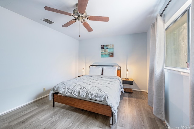 6718 Country Fld, San Antonio, TX 78240 - bedroom with wood finished floors, baseboards, and a ceiling fan