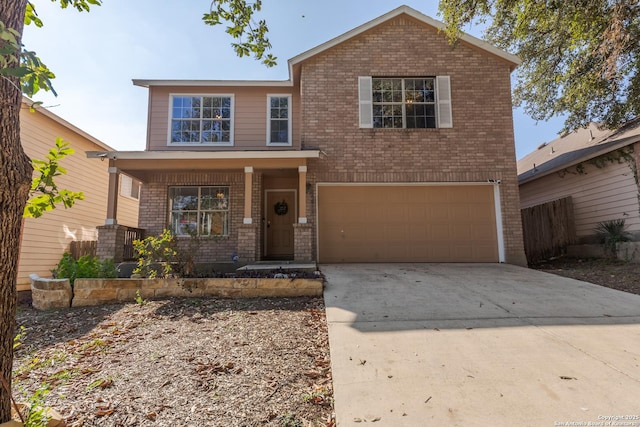 10819 Indigo, San Antonio, TX 78239 - traditional home featuring brick siding, a garage, a porch, and driveway