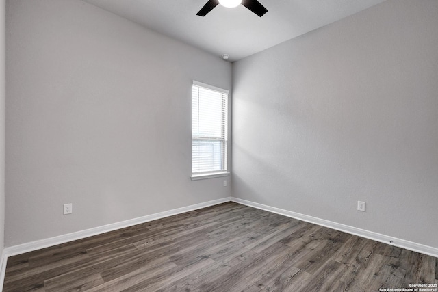 513 Foxbrook, Cibolo, TX 78108 - empty room with ceiling fan, dark wood-style flooring, and baseboards