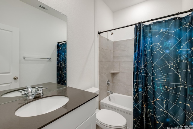 5957 Cerulean, Bulverde, TX 78163 - bathroom featuring shower / bath combo, toilet, and vanity