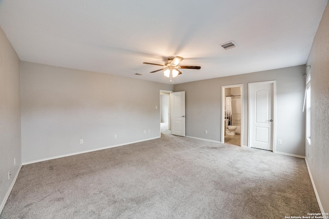 9843 Barhill Bay, San Antonio, TX 78245 - unfurnished bedroom with carpet, baseboards, ensuite bath, and ceiling fan