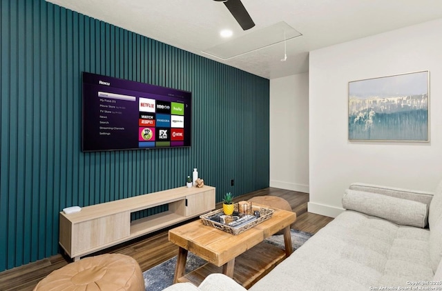 3719 Summer Breeze, San Antonio, TX 78253 - cinema featuring baseboards, wood finished floors, and an accent wall