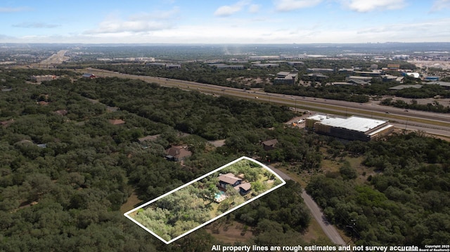 3719 Summer Breeze, San Antonio, TX 78253 - aerial view of property's location with property parcel outlined and a heavily wooded area