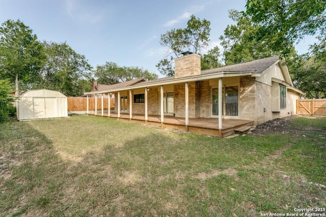 6419 Ridge Tree, San Antonio, TX 78233 - rear view of house with a chimney, brick siding, and covered porch
