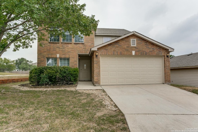 13203 Hopkins Glade, San Antonio, TX 78249 - traditional-style home with driveway, brick siding, and a garage