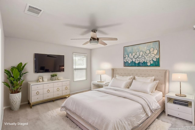 31553 Acacia Vis, Bulverde, TX 78163 - bedroom featuring light carpet, baseboards, and ceiling fan