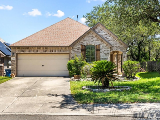 21742 Thunder Basin, San Antonio, TX 78261 - french provincial home featuring brick siding, an attached garage, and concrete driveway